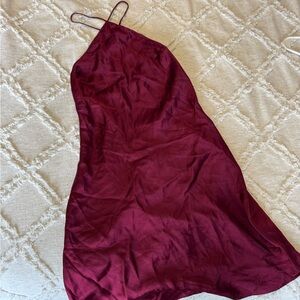 Amanda Uprichard Wine Satin Slip Dress